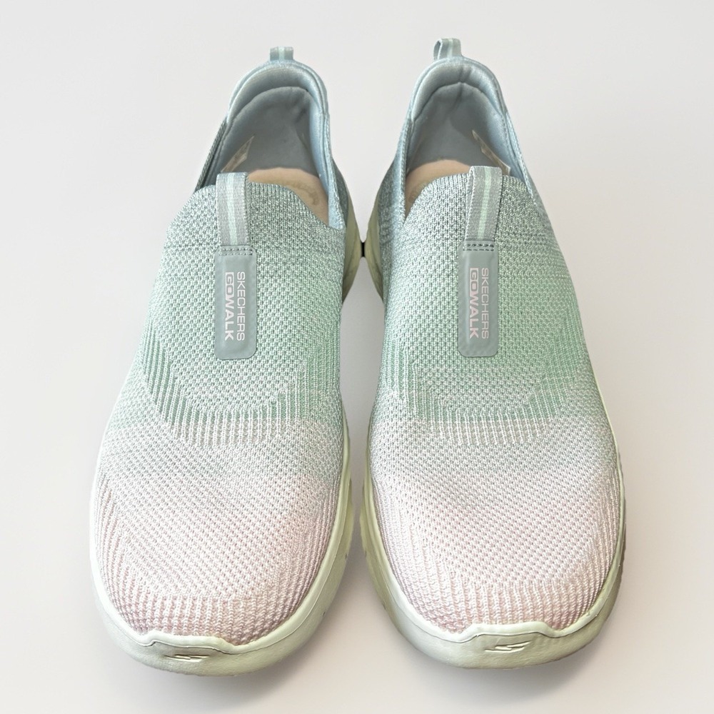 SKECHERS Go Walk Flex Knit Cali Sunset Sneaker Slip-On Shoes Gray Multi Size 10 - Picture 2 of 10